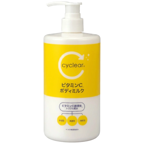 Kumano Yushi Cyclear Vitamin C Body Milk – С дәруменінің үш туындысы бар денеге арналған терең ылғалдандыратын сүт, 400 мл