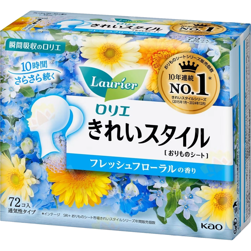 Ежедневные прокладки с освежающим цветочным ароматом "Laurier Kirei Style - Fresh floral", 72 шт.