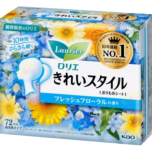 Күнделікті жастықшалар сергітетін гүлді хош иіспен "Laurier Kirei Style - Fresh floral", 72 дана.