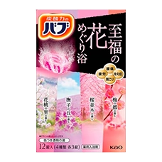 Лечебная соль для ванн с углекислым газом "Blissful Flower Meguri", 12 шт.