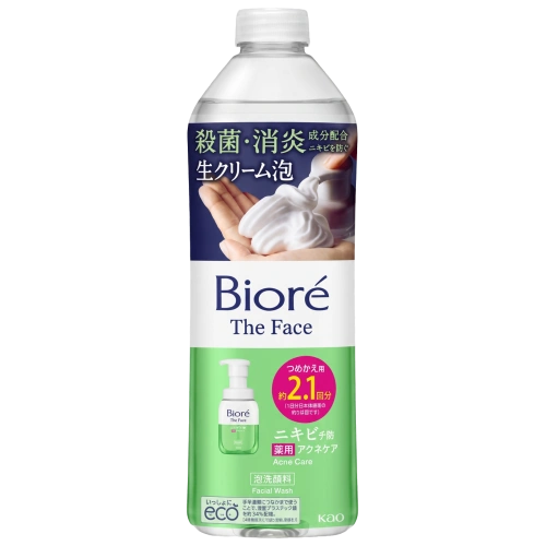 Безеуге бейім теріге арналған жууға арналған көбік "Biore The Face - Acne Care", 340 мл. (Қосалқы блок)