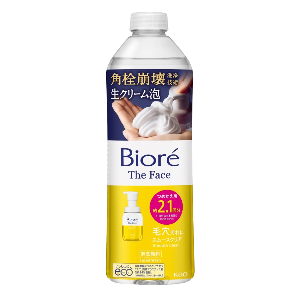 Пенка для умывания от черных точек и для гладкой кожи "Biore The Face - Smooth Clear", 340 мл. (Сменный блок)