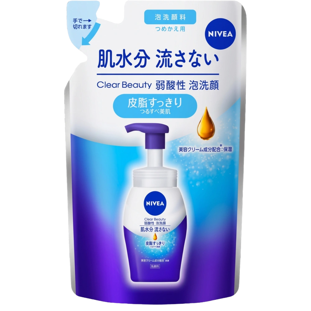 Слабокислотная пенка для умывания лица (очистка пор и контроль себума) "Nivea Clear Beauty Foaming Face Wash", 130 мл (Сменный блок)