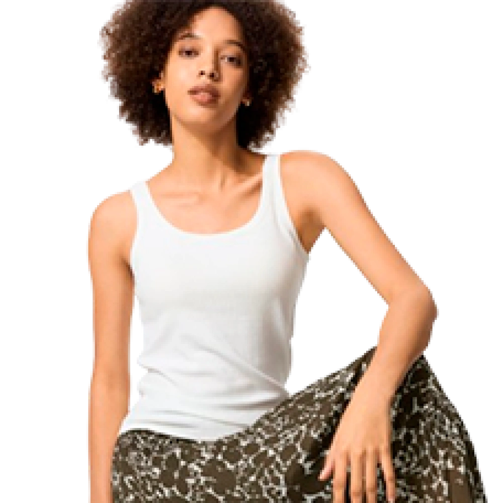 Майка женская в рубчик AIRism Cotton Bra Tank Top, цвет White (белый)
