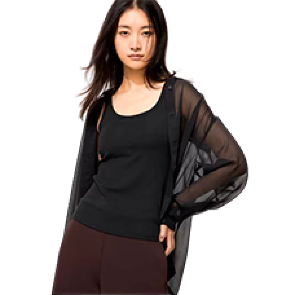 Майка женская в рубчик AIRism Cotton Bra Tank Top, цвет Black (черный)