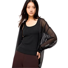 Майка женская в рубчик AIRism Cotton Bra Tank Top, цвет Black (черный)