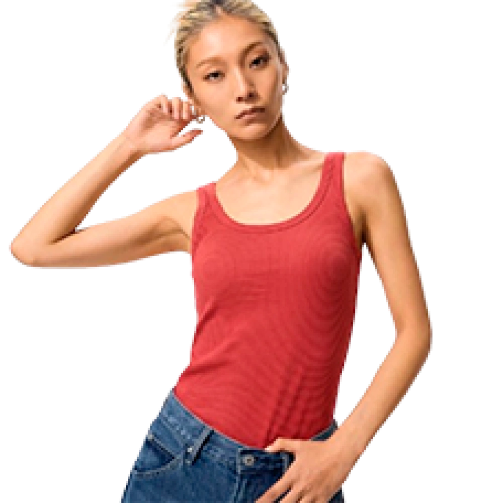 Майка женская в рубчик AIRism Cotton Bra Tank Top, цвет Red (Красный)