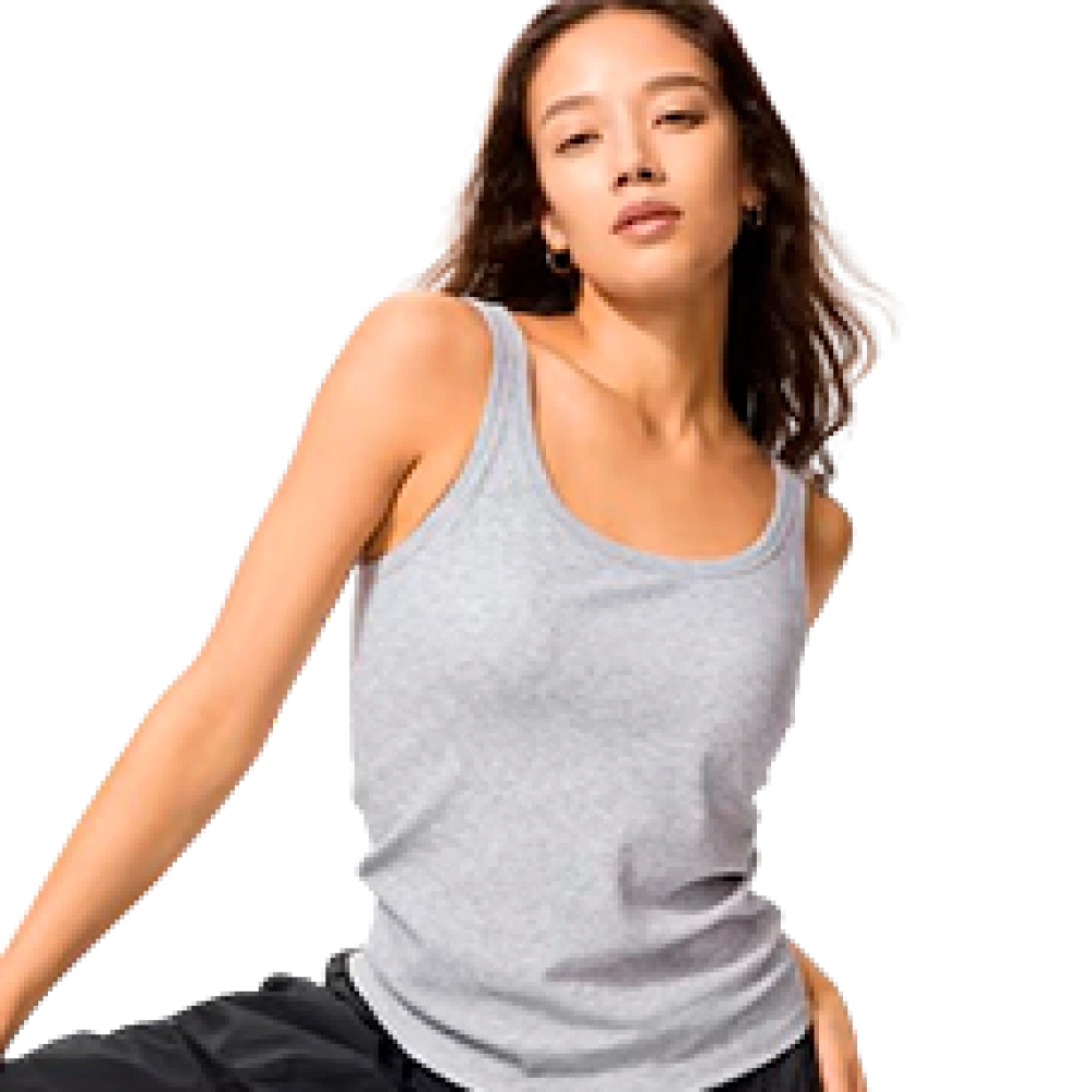 Майка женская в рубчик AIRism Cotton Bra Tank Top, цвет Gray (серый)