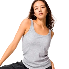 Майка женская в рубчик AIRism Cotton Bra Tank Top, цвет Gray (серый)