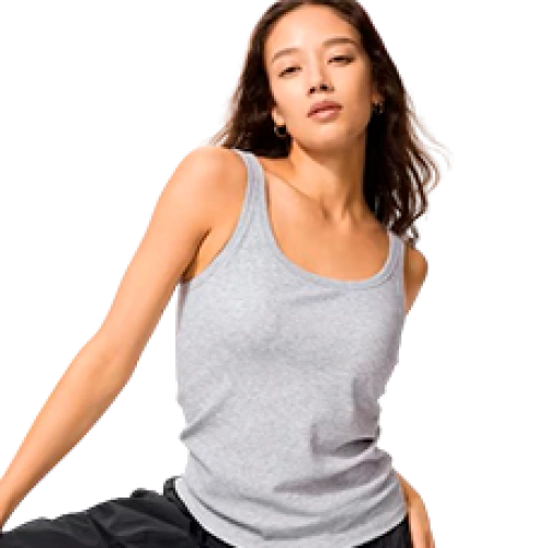 Әйелдерге арналған қабырғалы майка AIRism Cotton Bra Tank Top, түсі  Gray (сұр)