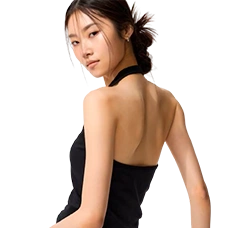 Женский топ бра с открытой спиной AIRism Cotton Open Back Halter Bra Top, Black (Черный), Размер: М (80-86см)