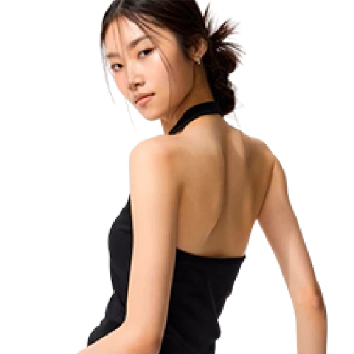 Әйелдерге арналған ашық арқалы топ‑бра AIRism Cotton Open Back Halter Bra Top, Black (Қара), Өлшемі: M (80–86 см)