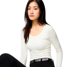 Теплая футболка-лонгслив с бра Uniqlo Bra top, Цвет: White (белый) 