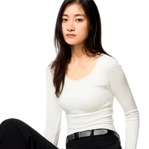 Жылы футболка-лонгслив брамен Uniqlo Bra top, Түсі: White (ақ)