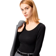 Теплая футболка-лонгслив с бра Uniqlo Bra top, Цвет: BLACK (черный)