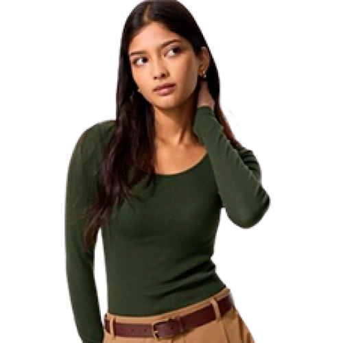 Жылы футболка-лонгслив брамен Uniqlo Bra top, Түсі: DARK GREEN (қою жасыл)
