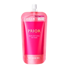 Лечебный интенсивно-увлажняющий лосьон с эффектом тканевой маски для увлажнения и упругости возрастной кожи "PRIOR Medicated Lotion Rich Moist" Shiseido, 140 мл (Сменный блок)