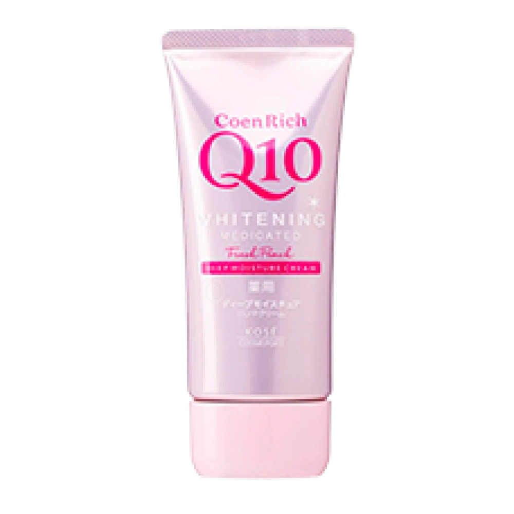 Лечебный отбеливающий крем для рук с коэнзимом Q10 - Глубокое увлажнение "CoenRich Q10 Whitening Medicated Deep Moisture Cream Fresh Peach", 80 гр (аромат персика)
