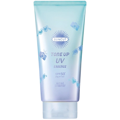 Бет пен денеге арналған күннен қорғайтын эссенция KOSÉ SUNCUT Tone Up UV Essence Snow White Blue SPF50+ PA++++, 80 г