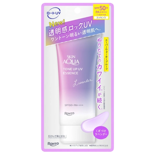 "Skin Aqua Tone Up UV Essence" Lavender SPF50+ PA++++ ROHTO реңкті күннен қорғайтын эссенциясы, 70 г
