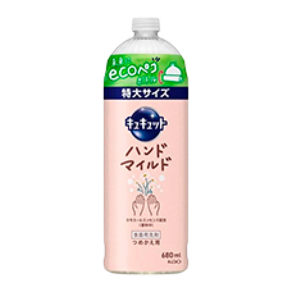 Жидкость для мытья посуды с ароматом ромашки "Kyukyutto Hand Mild Chamomile", 680 мл. (Сменный блок)