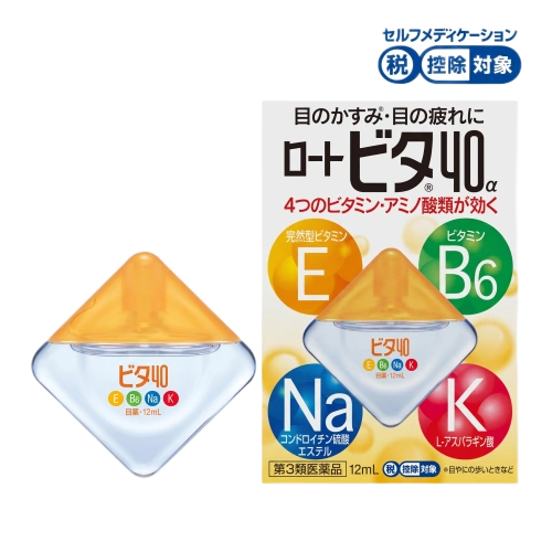 Көздің шаршауы мен бұлдырауына арналған «Rohto Vita 40α» ROHTO дәруменді көз тамшысы, 12 мл