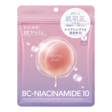 Маска для лица с ниацинамидом, персиковыми керамидами и лактобактериями, "MOMO PURI", 7 шт.