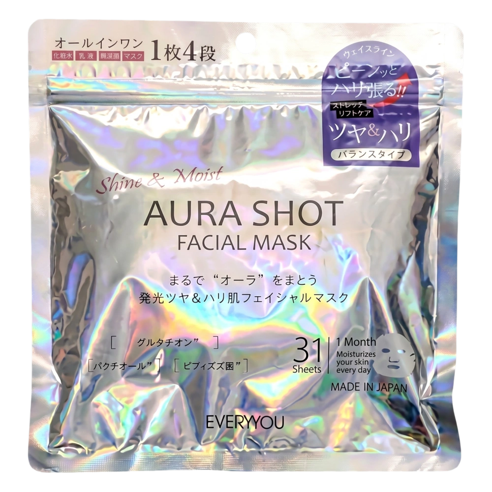 Тканевая маска для лица с глутатионом "EVERYYOU Aura Shot Facial Mask Firm & Glow", Doshisha, 31 шт.