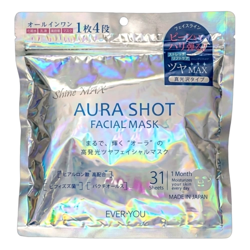 Глутатионмен теріге жарқырау беретін EVERYYOU Aura Shot Facial Mask High Gloss бетке арналған мата маскасы, Doshisha, 31 дана