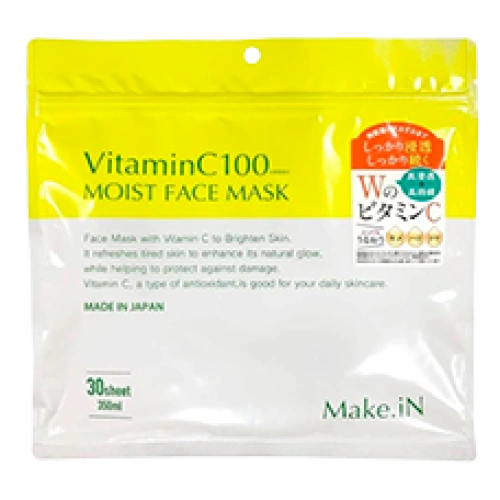 Бетке арналған маска «Vitamin C100» қосарланған С дәруменімен, ретинол және ниацинамидпен теріге жылтырлық пен ылғалдандыру үшін, 30 дана.