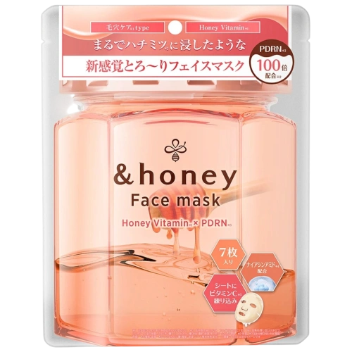 PDRN, бал және ниацинамиді бар ылғалдандыратын маскалар «Vita Moist Face Mask PD» &honey, 7 дана