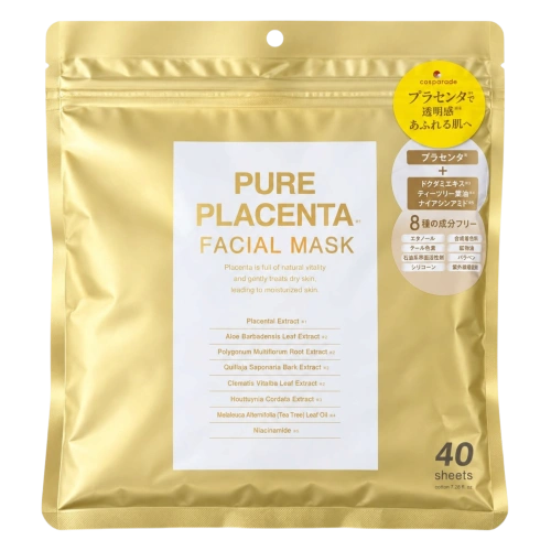 Плацента сығындысы бар ылғалдандыратын мата маскалар «Pure Placenta Facial Mask» CLOISTERS, 40 дана