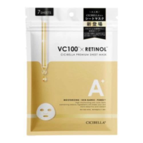 Ретинол қосылған бетке арналған мата маскасы "Sheet Mask VC100 x Retinol", 7 дана