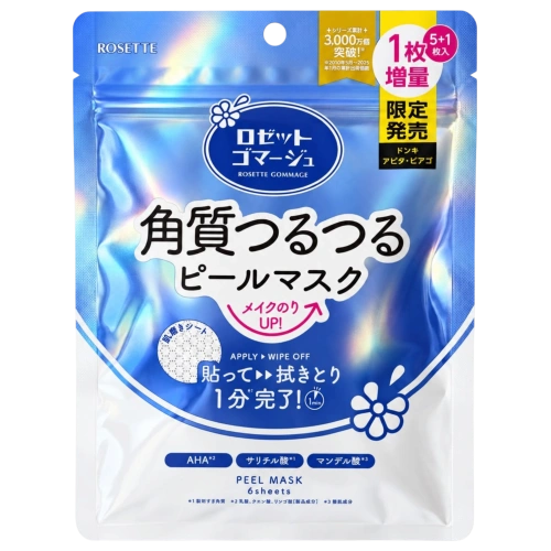 Тегіс теріге AHA және BHA қышқылдары бар пилинг-маскалар «Gommage Peel Mask» Rosette, 6 дана