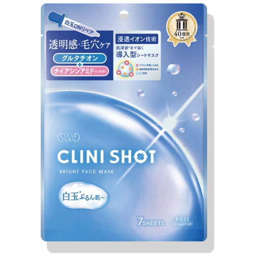 Глутатионы бар жарқырауға арналған маскалар «Clear Turn Clinishot Shiratama Bright» KOSÉ, 7 дана