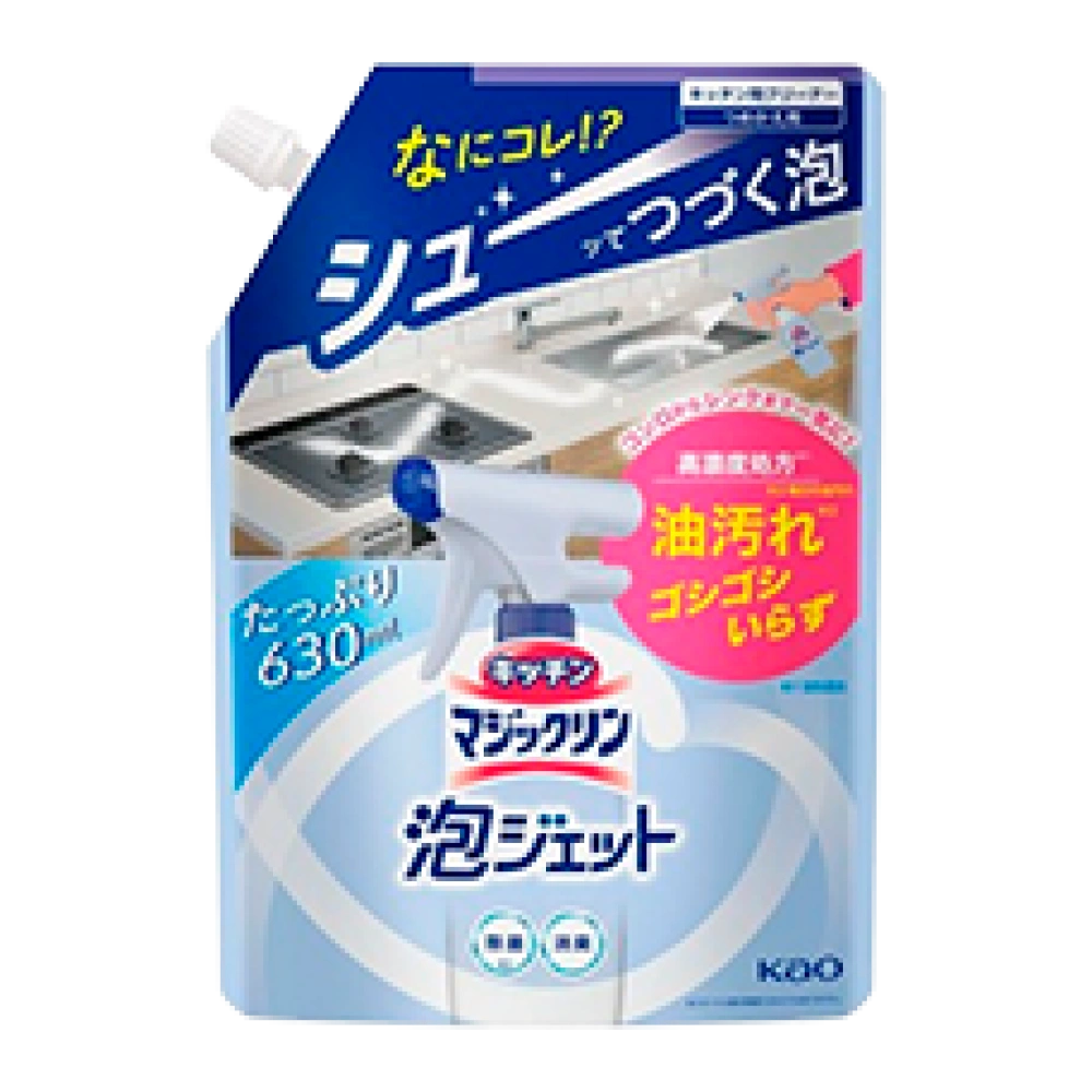 Дезинфецирующее и дезодорирующее пенное средство для кухни "Kitchen Magic Clean Foam Jet" KAO, 630 мл (Сменный блок)