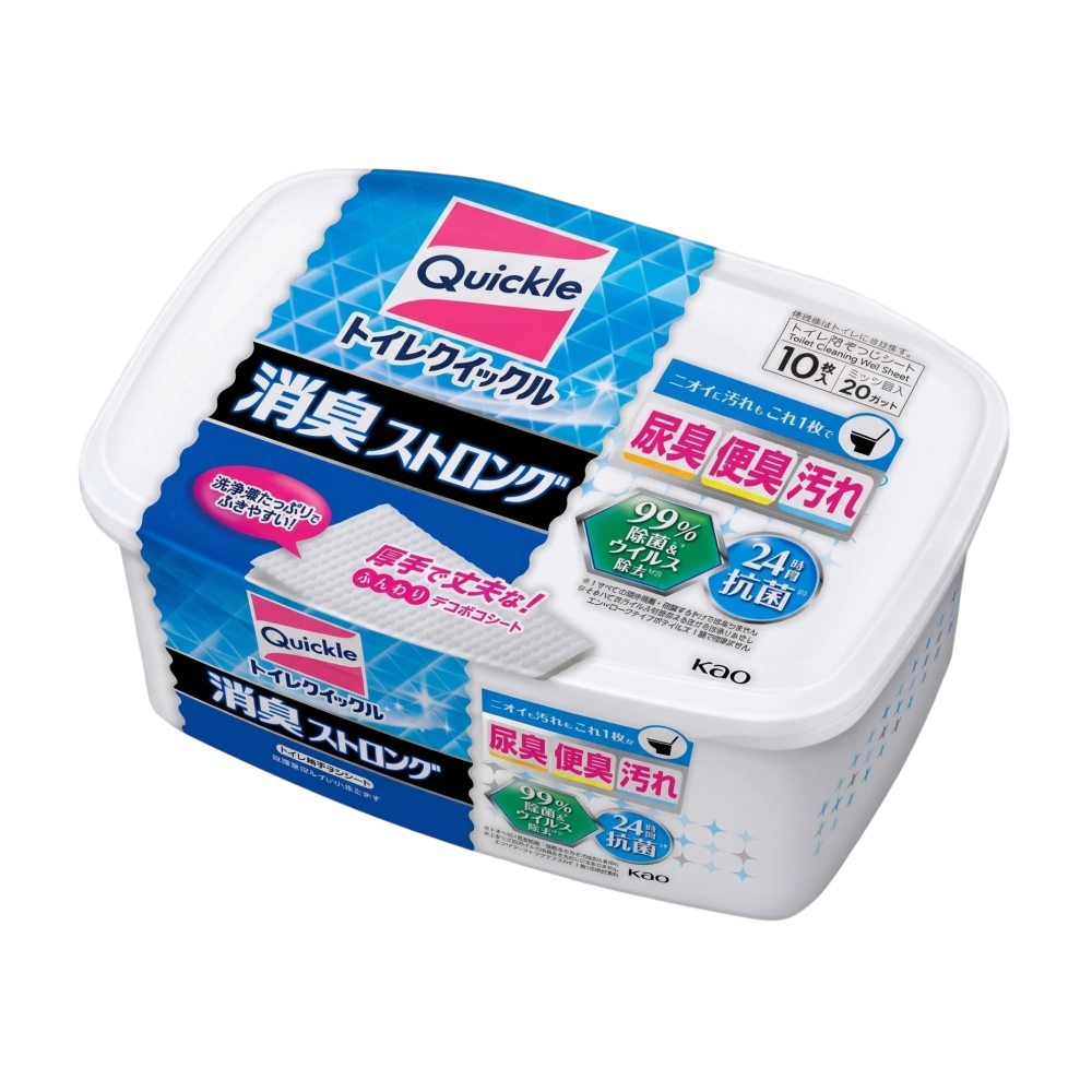 Салфетки для стерилизации и чистки унитаза "Toilet Cleaner Quickle - Deodorant Strong" против запаха мочи, с ароматом свежих трав, 10 х 2 шт 