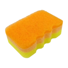 Трёхслойная губка для мытья посуды «Kikulon Kuripika Awadasu Sponge OR», Kikulon, 68 × 105 × 30 мм