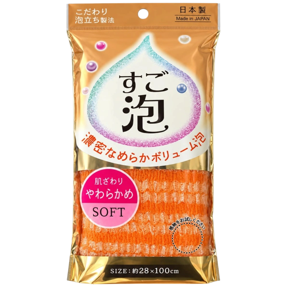 Нейлоновая мочалка для тела, мягкая «Sugoawa Nylon Body Towel Soft» Towa Sangyo, 28 × 100 см