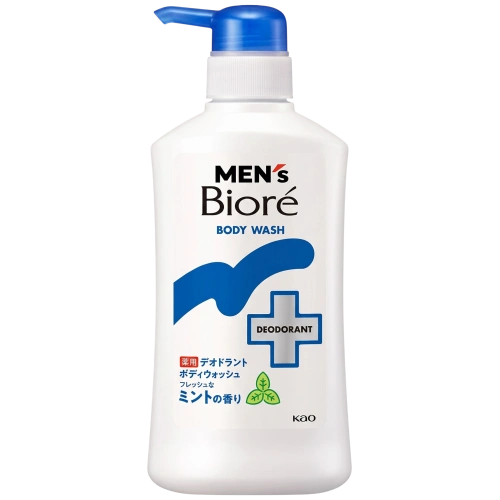 Ерлерге арналған иіске қарсы ментолы бар душ гелі «Men's Biore Fresh Mint» Kao, 420 мл