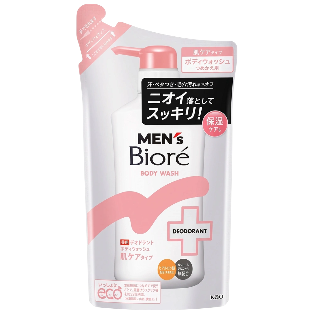 Мужской гель для душа от запаха, без ментола «Men's Biore Skin Care» Kao, 360 мл (запасной блок)