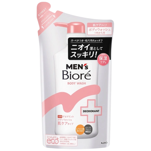 Ерлерге арналған иіске қарсы ментолсыз душ гелі «Men's Biore Skin Care» Kao, 360 мл (қосалқы блок)