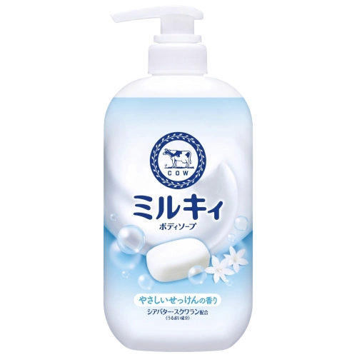 Ши майы мен скваланы бар бүкіл отбасыға арналған душ гелі «Milky Body Soap Gentle Soap» COW, 500 мл
