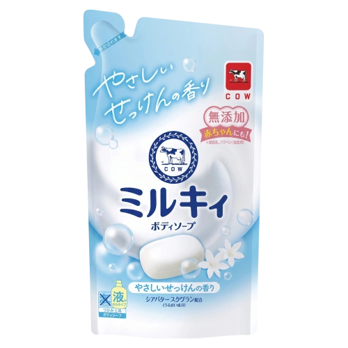 Ши майы бар отбасылық душ гелі «Milky Body Soap Gentle Soap» COW, 360 мл (ауыстырмалы қаптама)