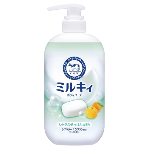 Ши майы мен скваланы бар бүкіл отбасыға арналған душ гелі «Milky Body Soap Citrus Soap» COW, 500 мл