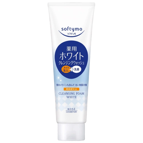 Макияжды кетіруге және бет жууға арналған «2-уі 1-де» Softymo Medicated Cleansing Wash White KOSE крем-көбігі, 190 г