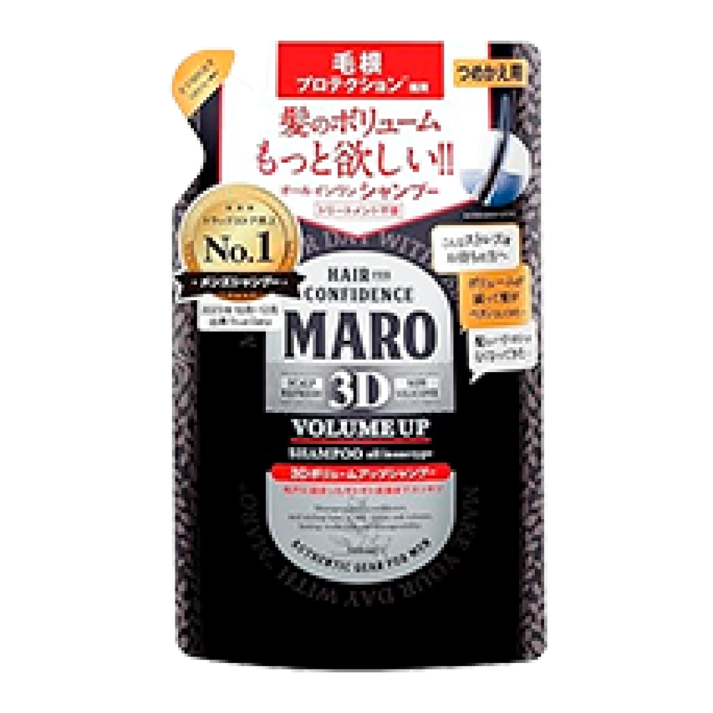 Мужской шампунь без силикона для объема и укладки волос "MARO 3D Volume Up Shampoo EX", 380 мл. (Сменный блок)