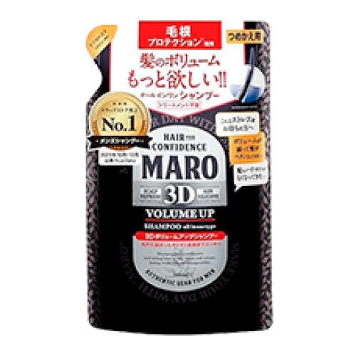 Ерлерге арналған көлем мен сәндеуге арналған силиконсыз сусабын "MARO 3D Volume Up Shampoo EX", 380 мл. (Ауыстырмалы қаптама)