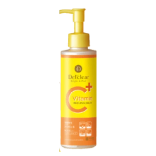 "DET Clear Bright & Peel Vitamin + C Peeling Jelly" — AHA және BHA қышқылдары мен витамин C бар косметикалық желе-пилинг, 180 мл (жеміс хош иісімен).