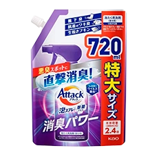 Дезинфицирующая спрей-пена против пятен и стойких запахов без флуоресцентных и отбеливающих веществ "Attack Foam Spray Disinfectant Plus Deodorant Power", 720 мл  (Запасной блок)